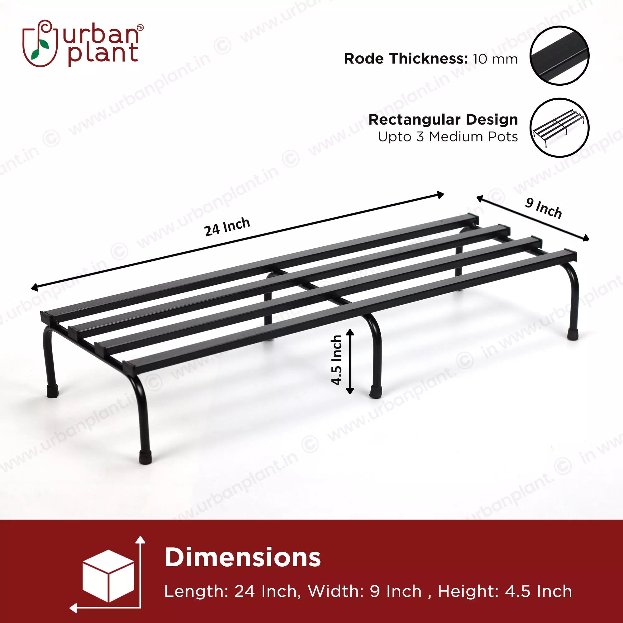 Robust Metal Planter/Pot Stand for Garden - Black Metal Stand Urban Plant 