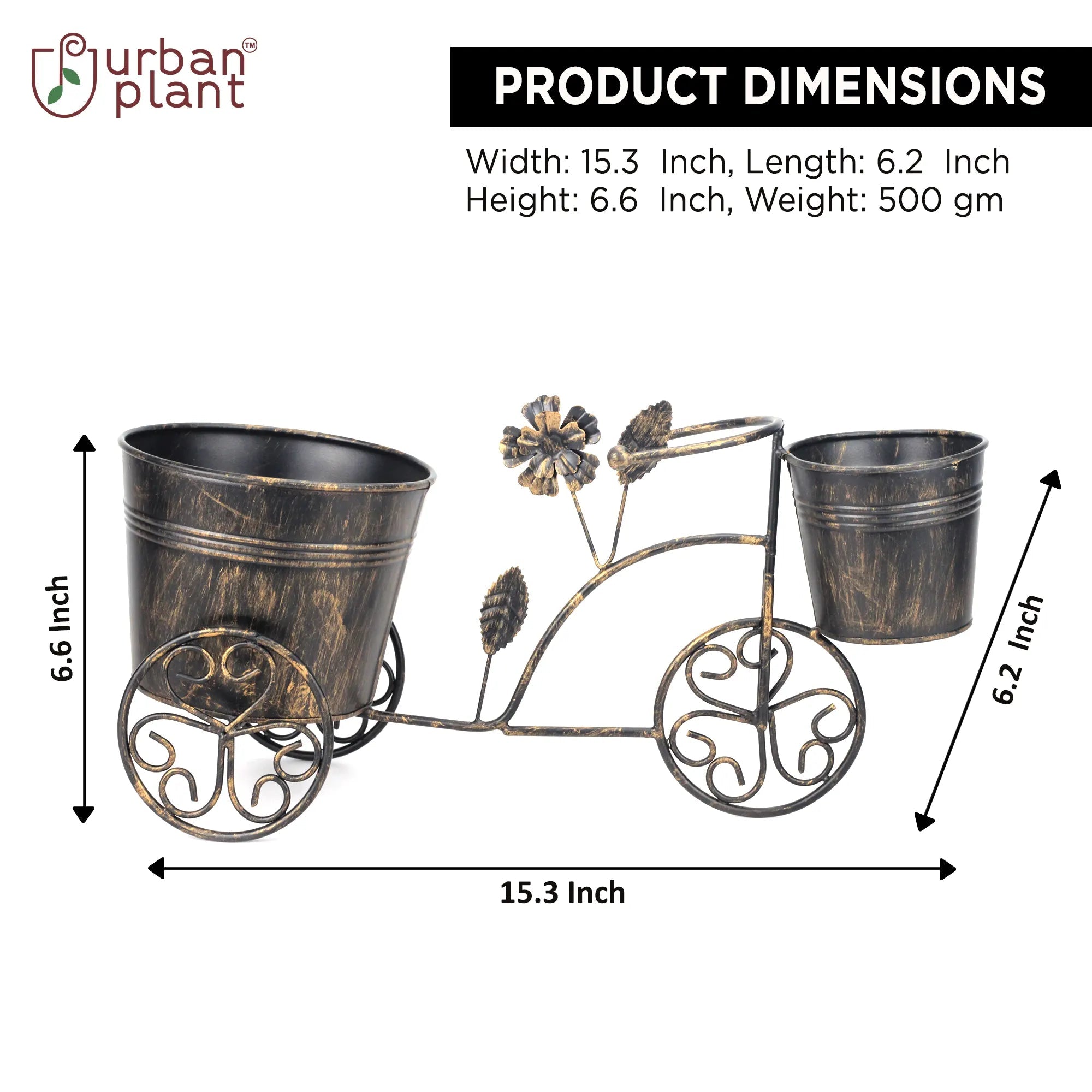 Antique Decorative Rickshaw Metal Planter Planter Stand Urban Plant 