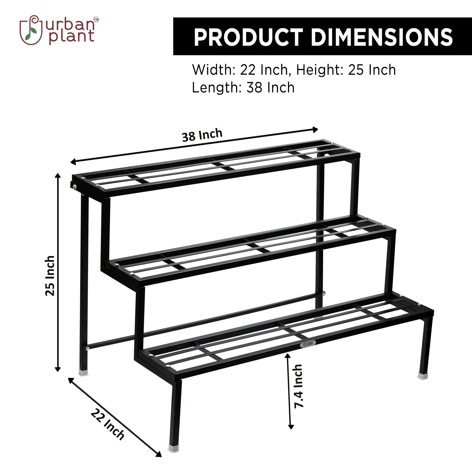 Urban Plant Heavy Duty 3 Step Planter Pot Stand- Best Outdoor & Indoor Garden Stand (Easy Assembly) Planter Stand Urban Plant 