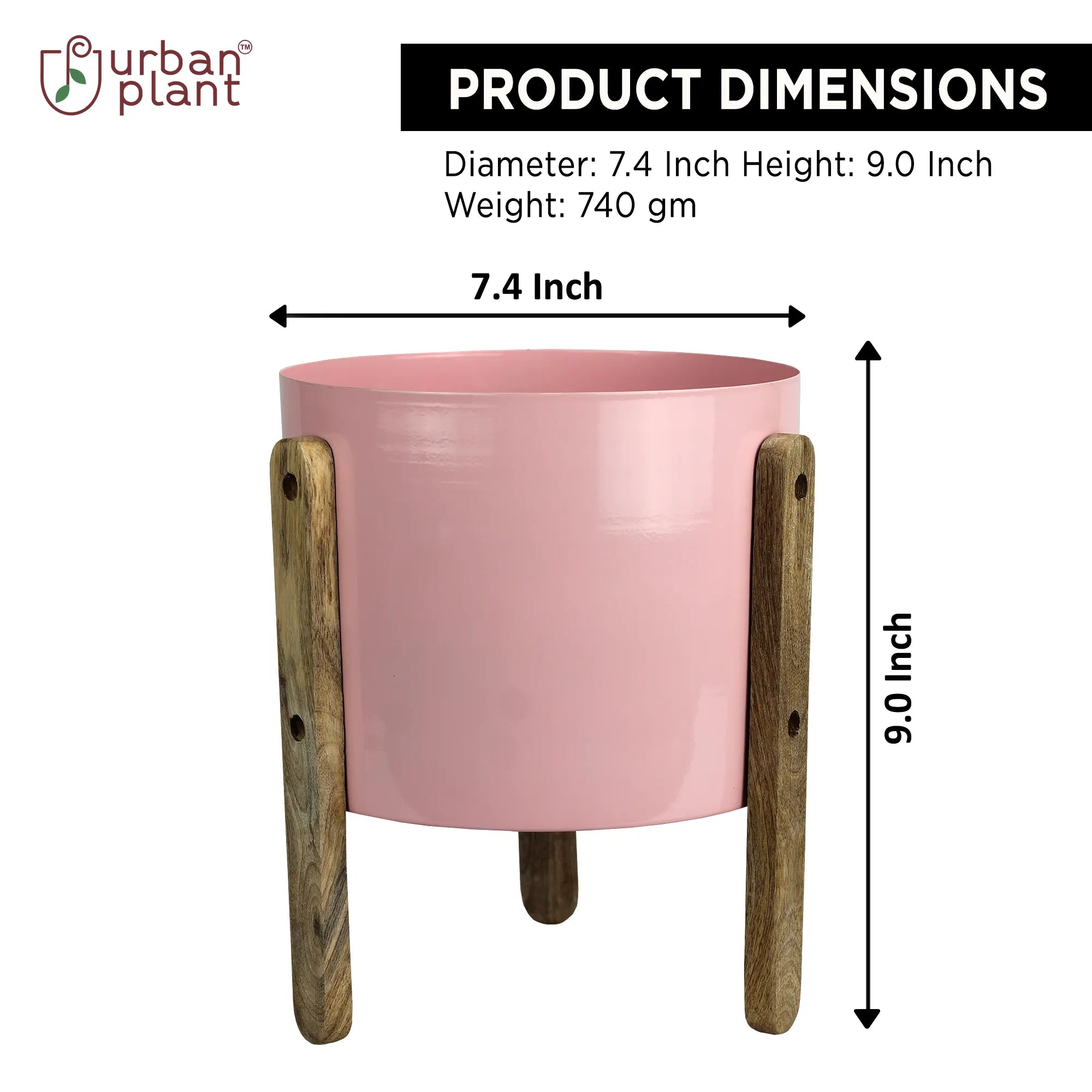 Low Height Metal Planters with Wooden Stand Urban Plant 