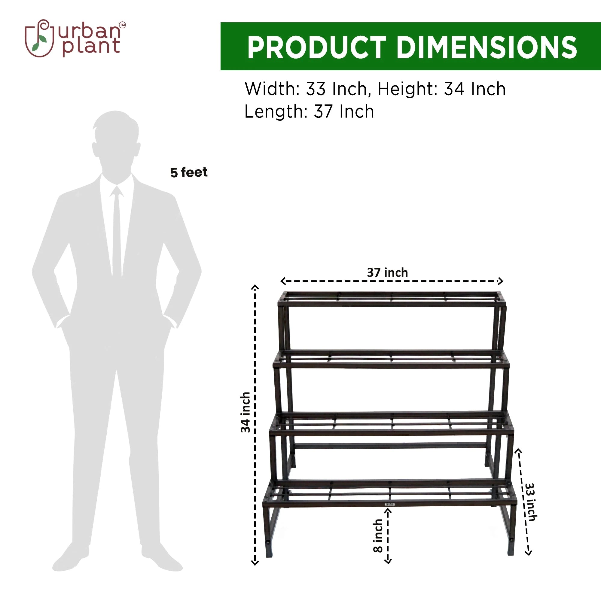 Urban Plant Heavy Duty 4-Step Planter Pot Stand Metal Stand Urban Plant 