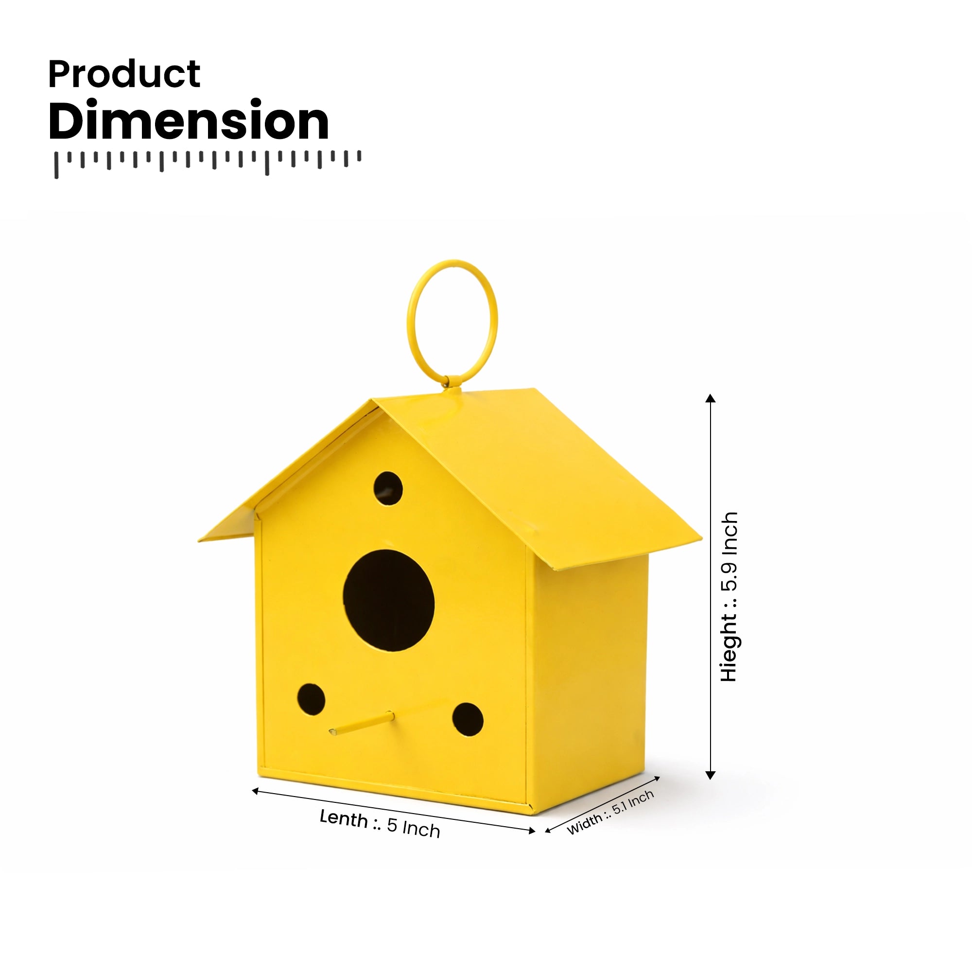 Urban Plant Metal Hanging Bird House (Yellow) product dimension
