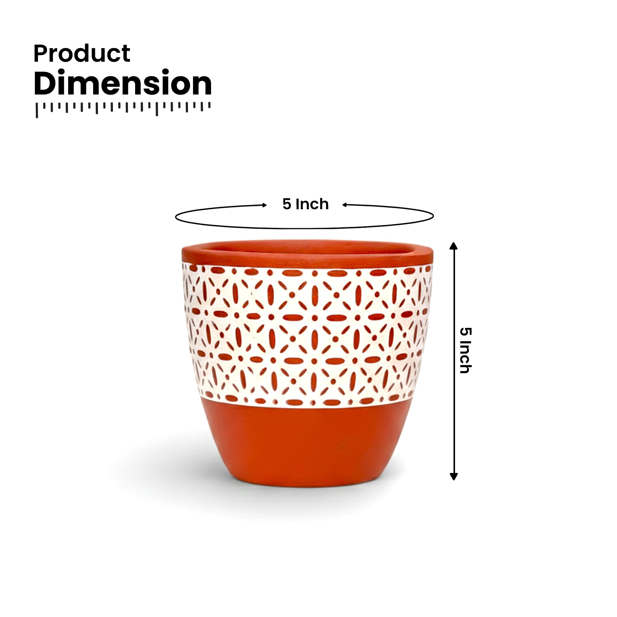 Urban Plant Clay Canvas Terracotta Pot Product dimension