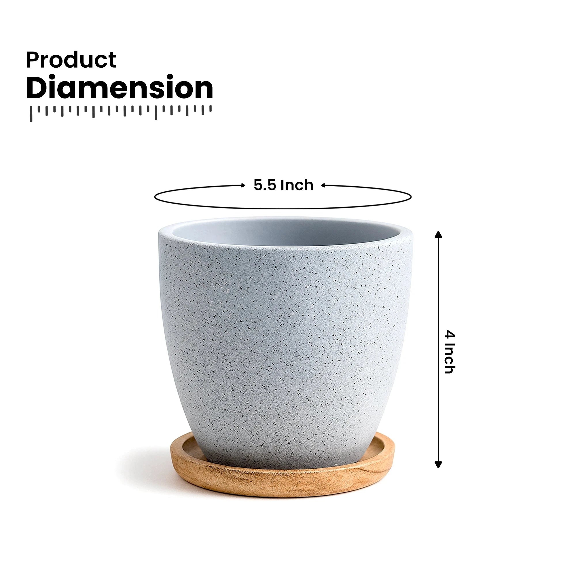 Terrazzo Terracotta Pot With Wooden Saucer Urban Plant 