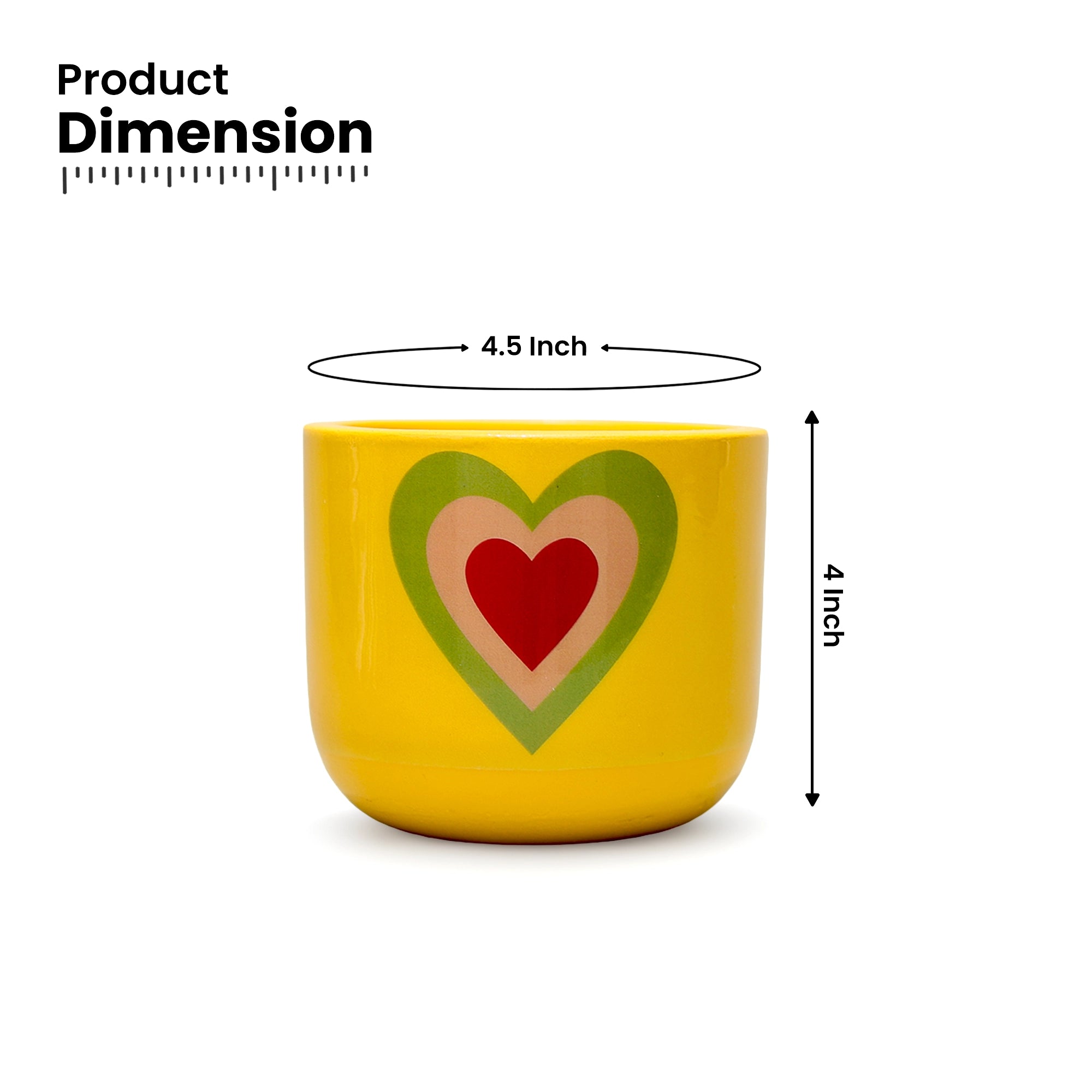 Heart Bloom Terracotta Pot in Sunshine Heart yellow color with layered heart design by Urban Plant