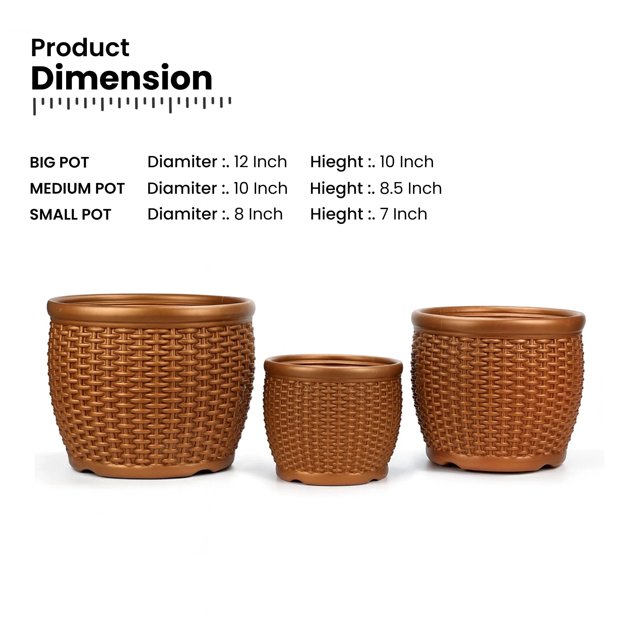 Mat Classy Planters - (Set of 3) Plastic Pot Urban Plant 