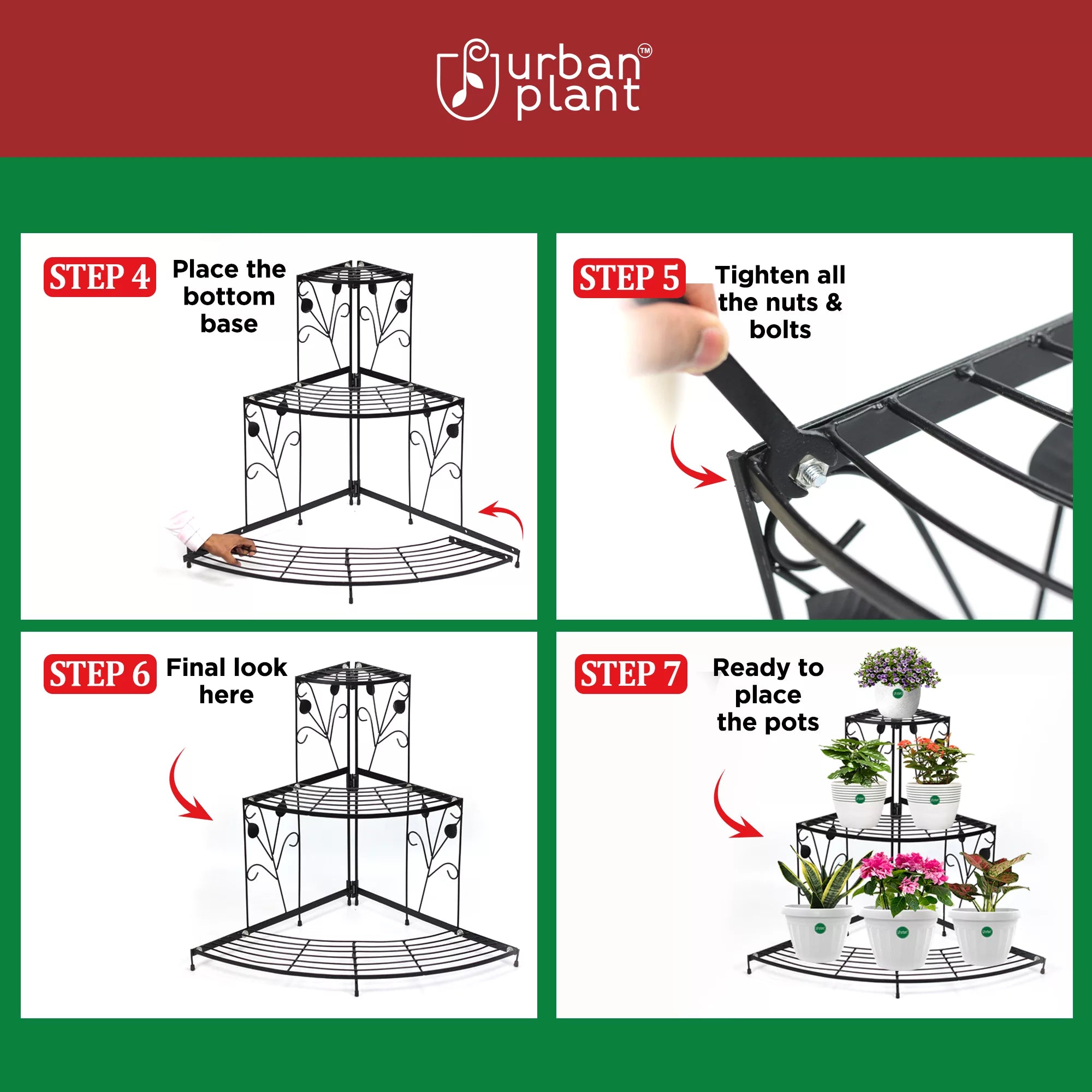 3 Tier Corner Pot Stand Metal 1398