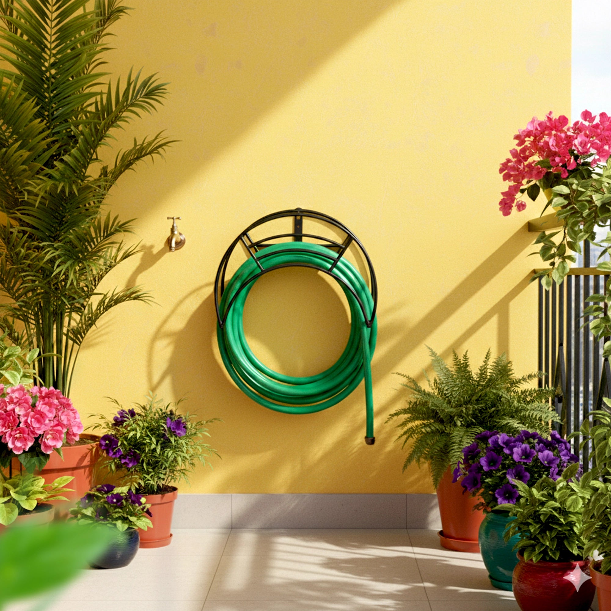 Urban Plant Wall Mount Garden Hose Hanger (Black)  lifestyle new