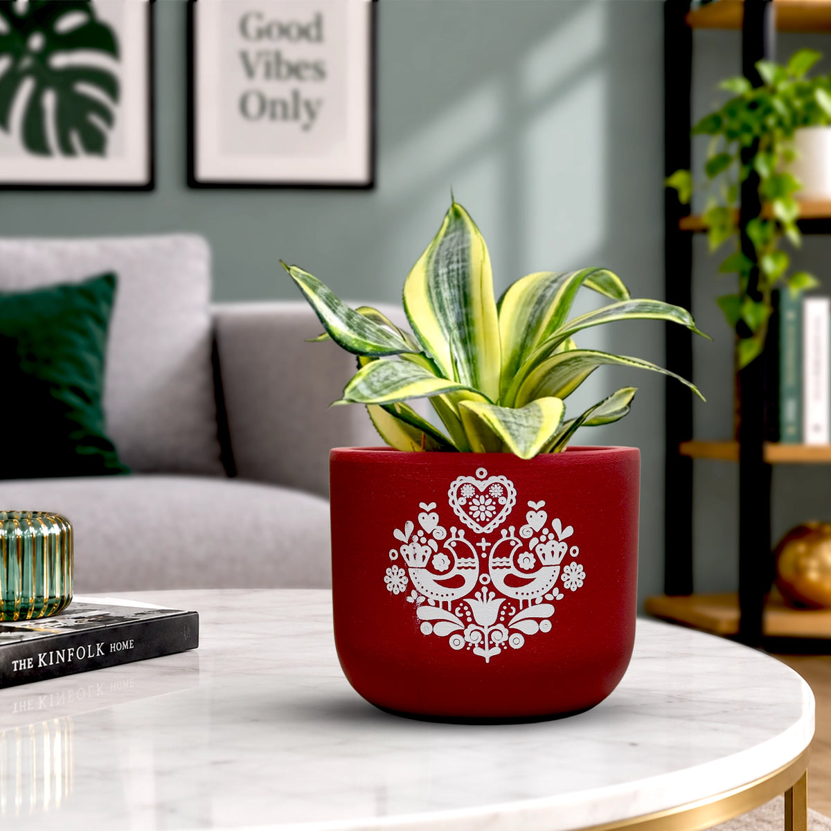 Urban Plant Folk Heart Terracotta Pot