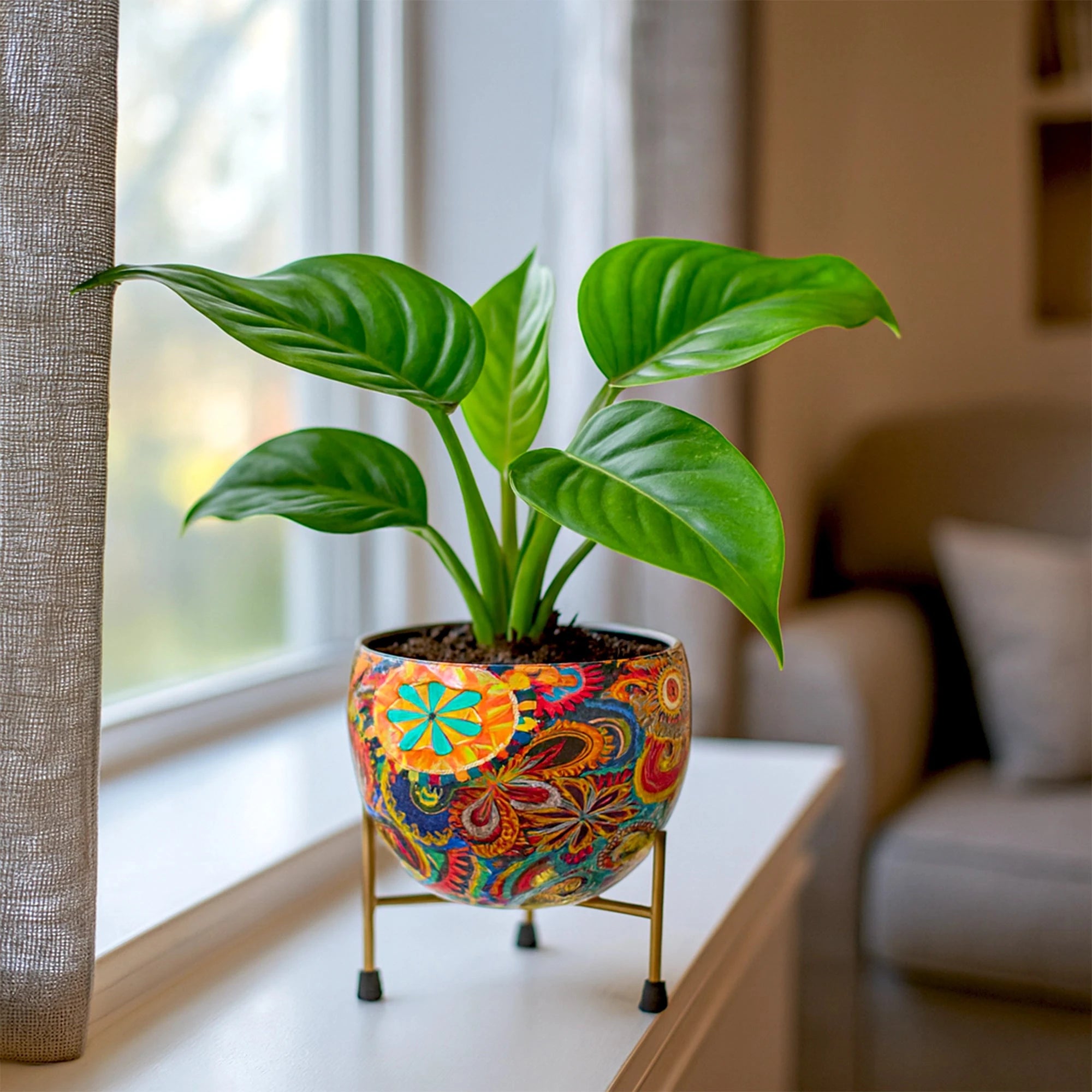 Mystic Metal Pot with Stand Metal Planter Urban Plant 