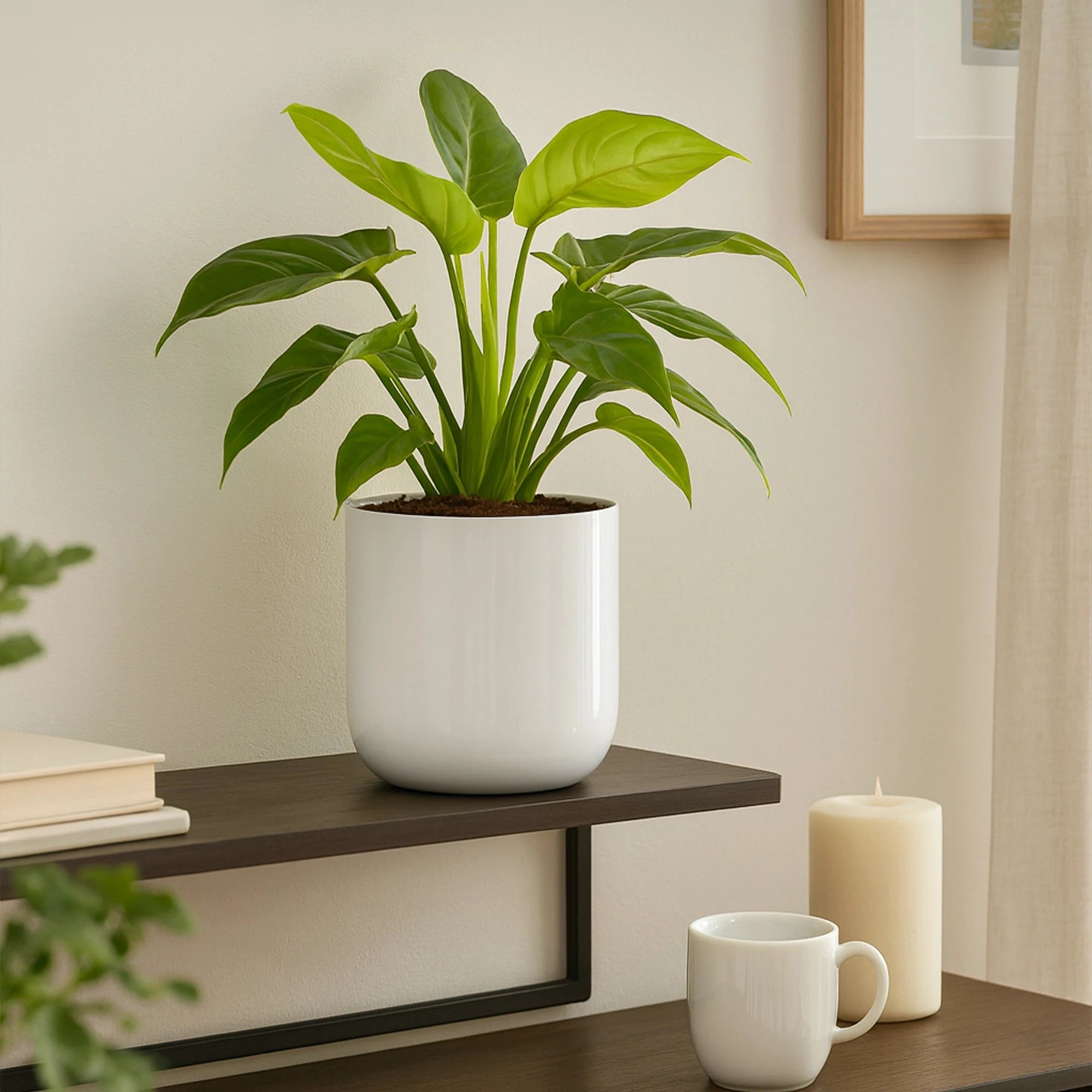 Metallic Miniature Planter (White - Pack of 1) Metal Planter Urban Plant 