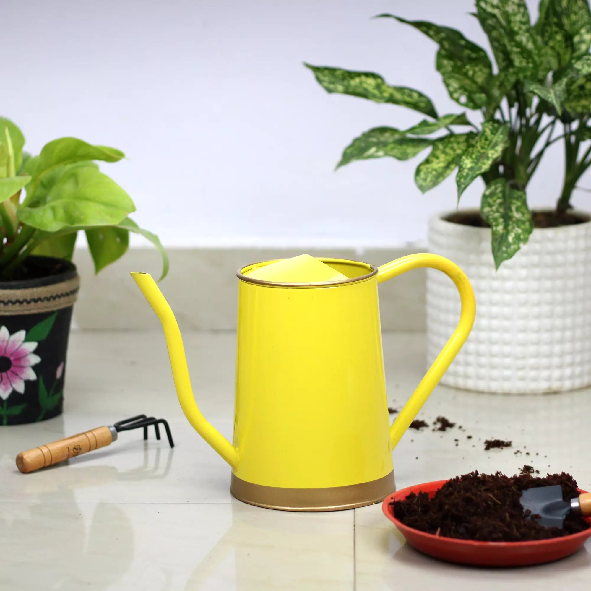 Urban Plant Metal Watering Can for Indoor & Outdoor Use | Best for Home Gardening | Terrace Garden Accessories | Watering Can with Long Spout - 1.5ltr Gardening Accessories Urban Plant 