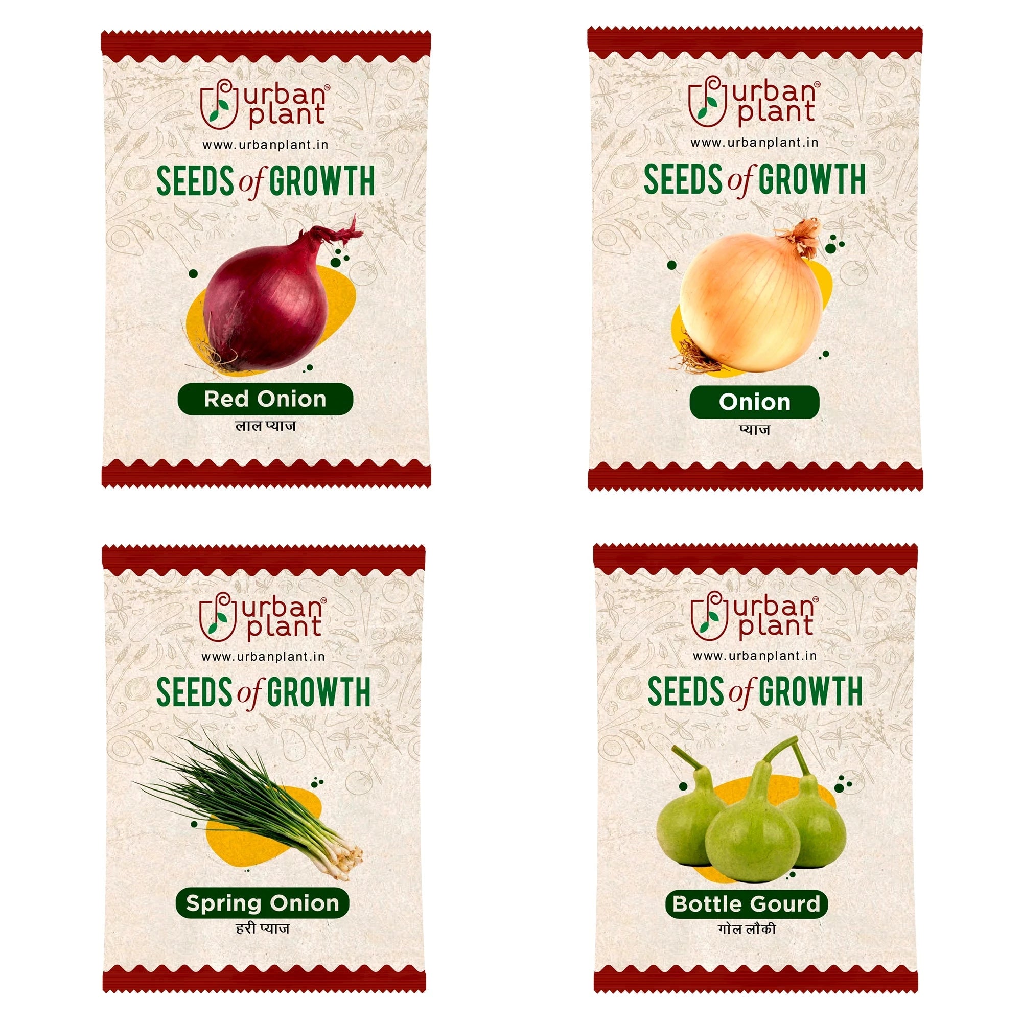 Vegetable Seeds Combo – (Red Onion, Pink Onion, Spring Onion, Bottle Gourd) Vegetable Seed Urban Plant 