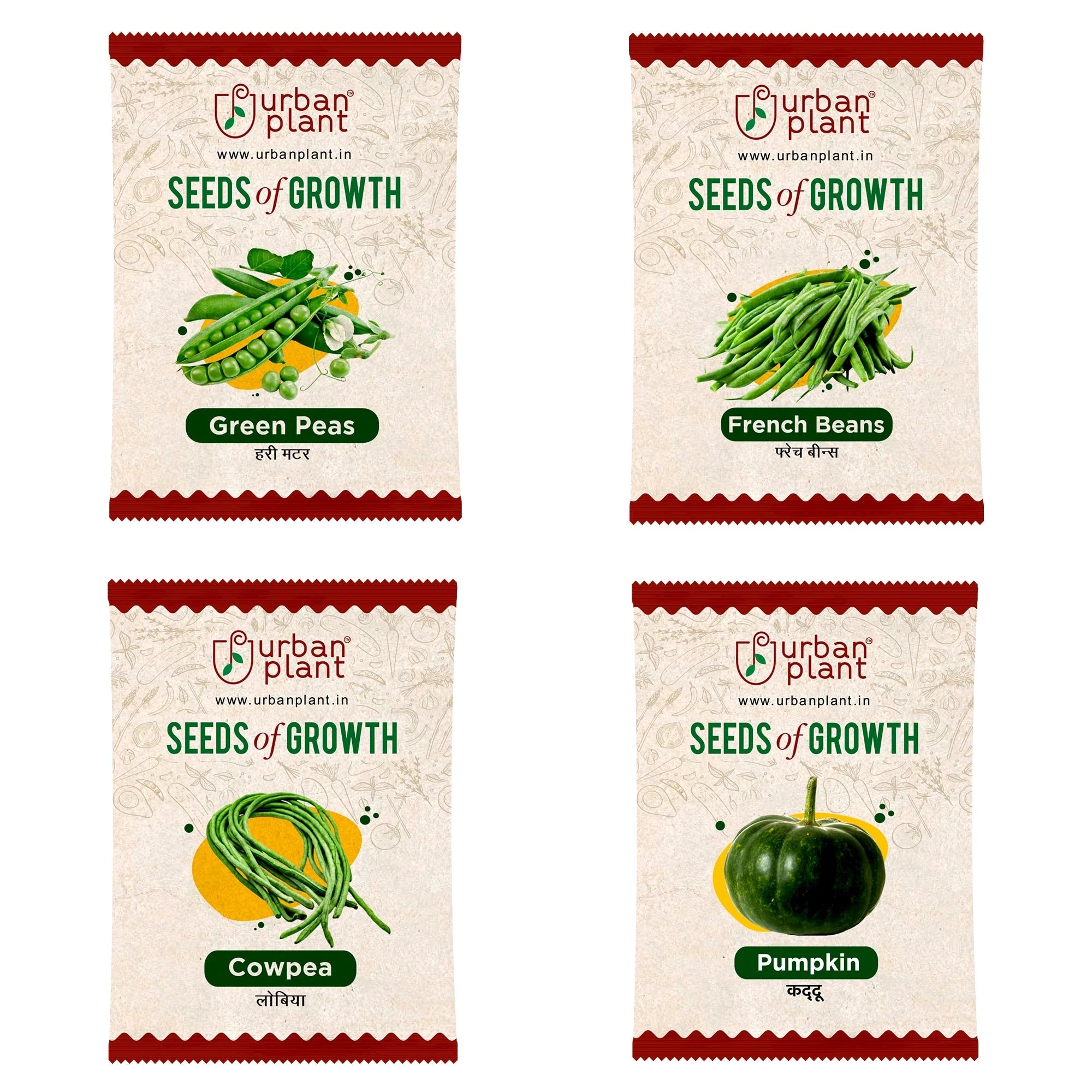 Vegetable Seeds Combo – (Green Peas, Lima Beans, Cowpea, Pumpkin) Vegetable Seed Urban Plant 