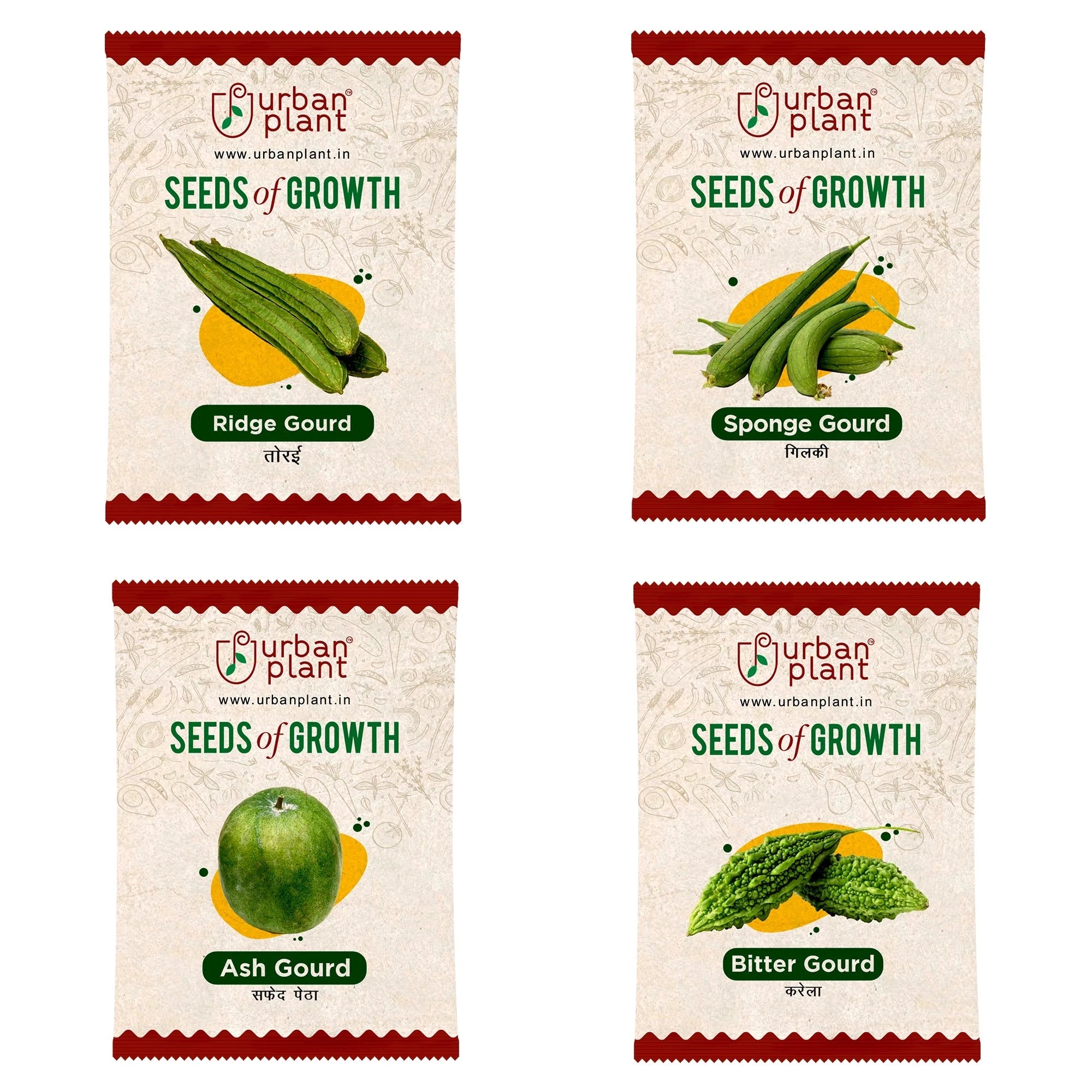 Vegetable Seeds Combo – (Ridge Gourd, Sponge Gourd, Ash Gourd, Bitter Gourd) Vegetable Seed Urban Plant 