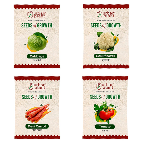 Vegetable Seeds Combo – (Cabbage, Cauliflower, Carrot, Tomato) Vegetable Seed Urban Plant 