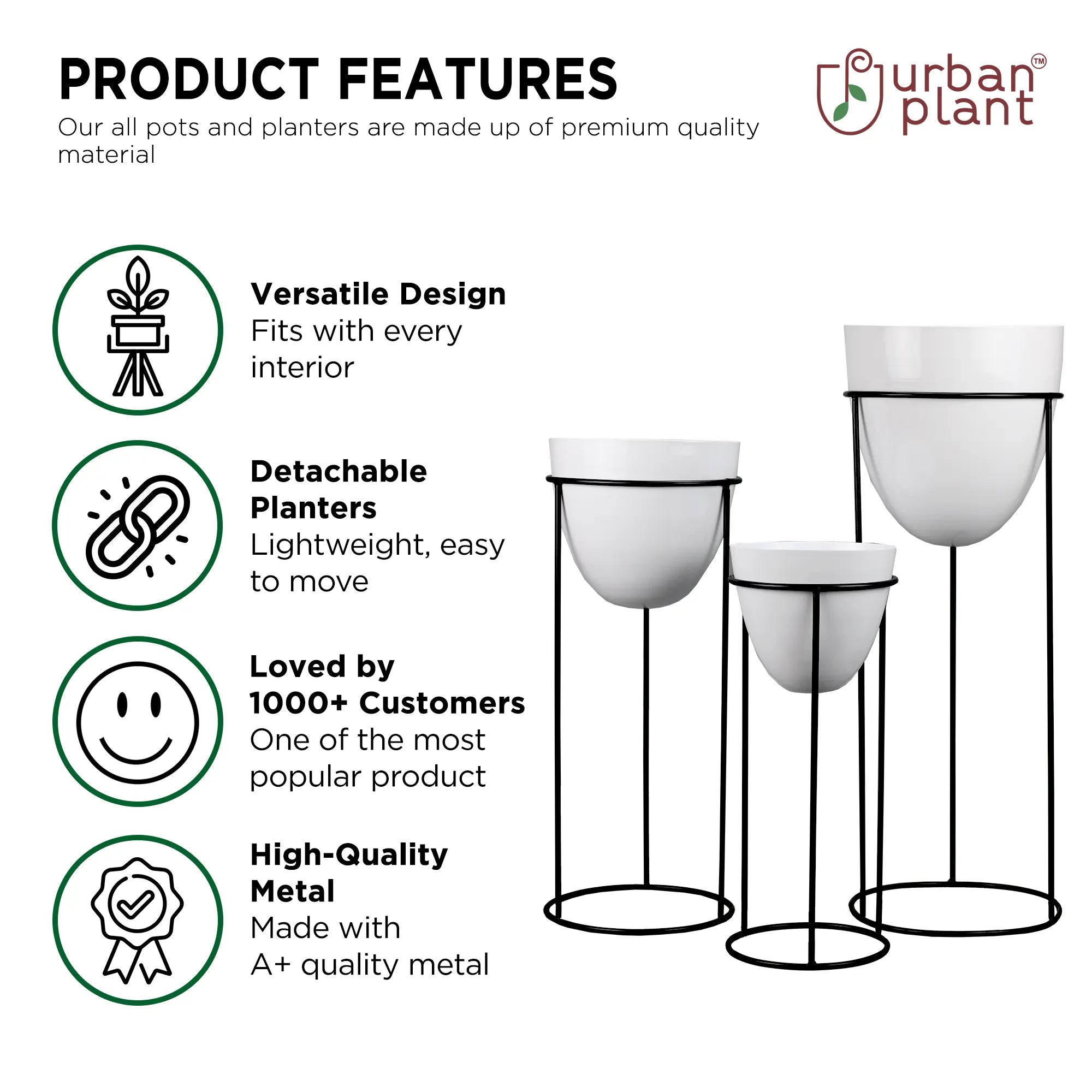 Oval Floor Standing Planters (Set of 3) Urban Plant 
