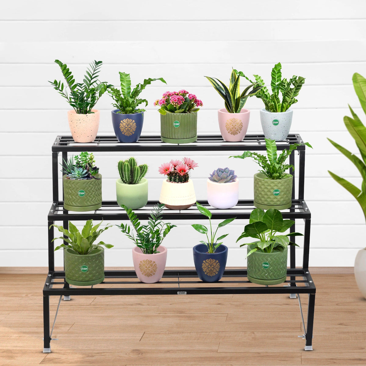 Staggered Flower Pot Stand CNCEST 4 Layer Flower Pot Holder Rack