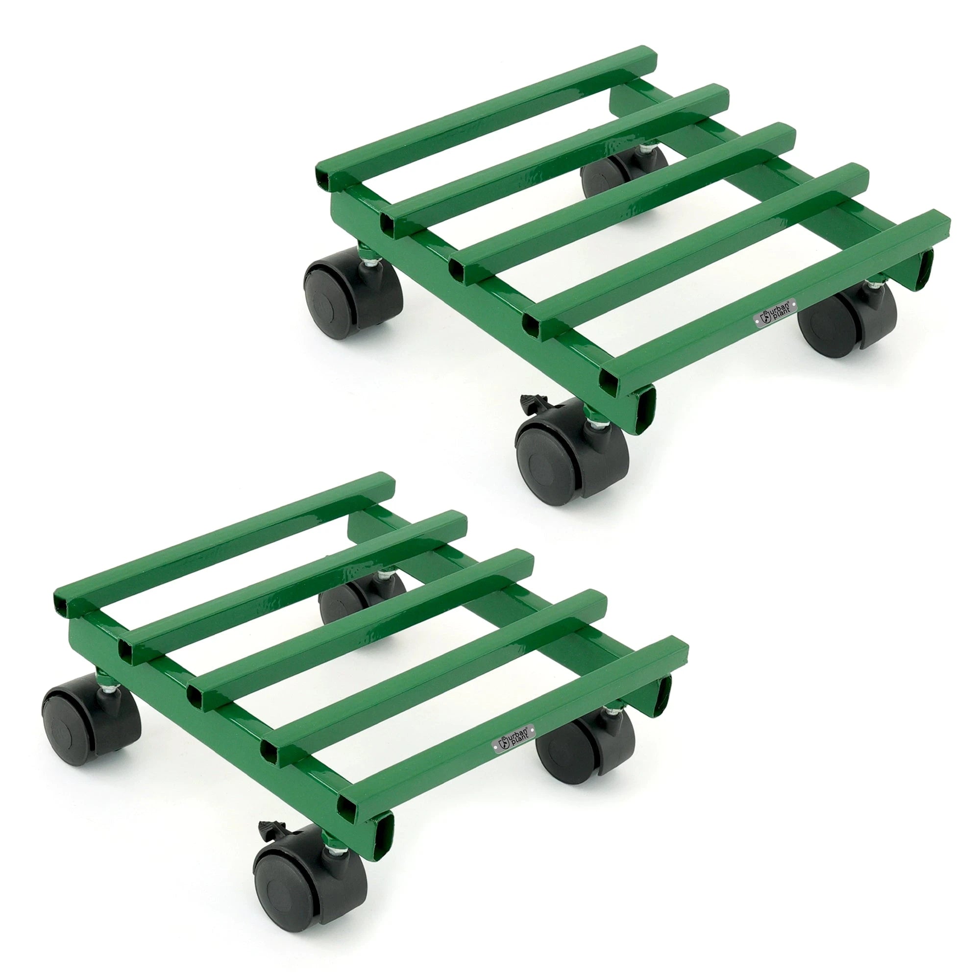 Urban Plant Square Caddy with Wheel Rolling Plant Stand (Green - Set of 2) Metal Stand Urban Plant 