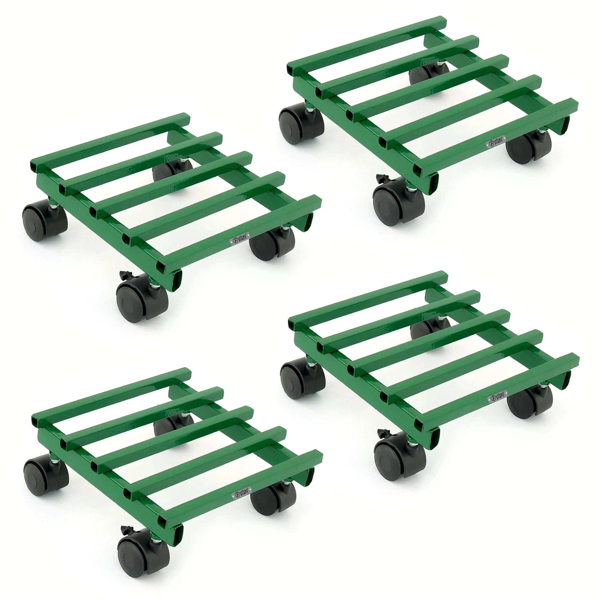 Urban Plant Square Caddy with Wheel Rolling Plant Stand (Green - Set of 4) Metal Stand Urban Plant 