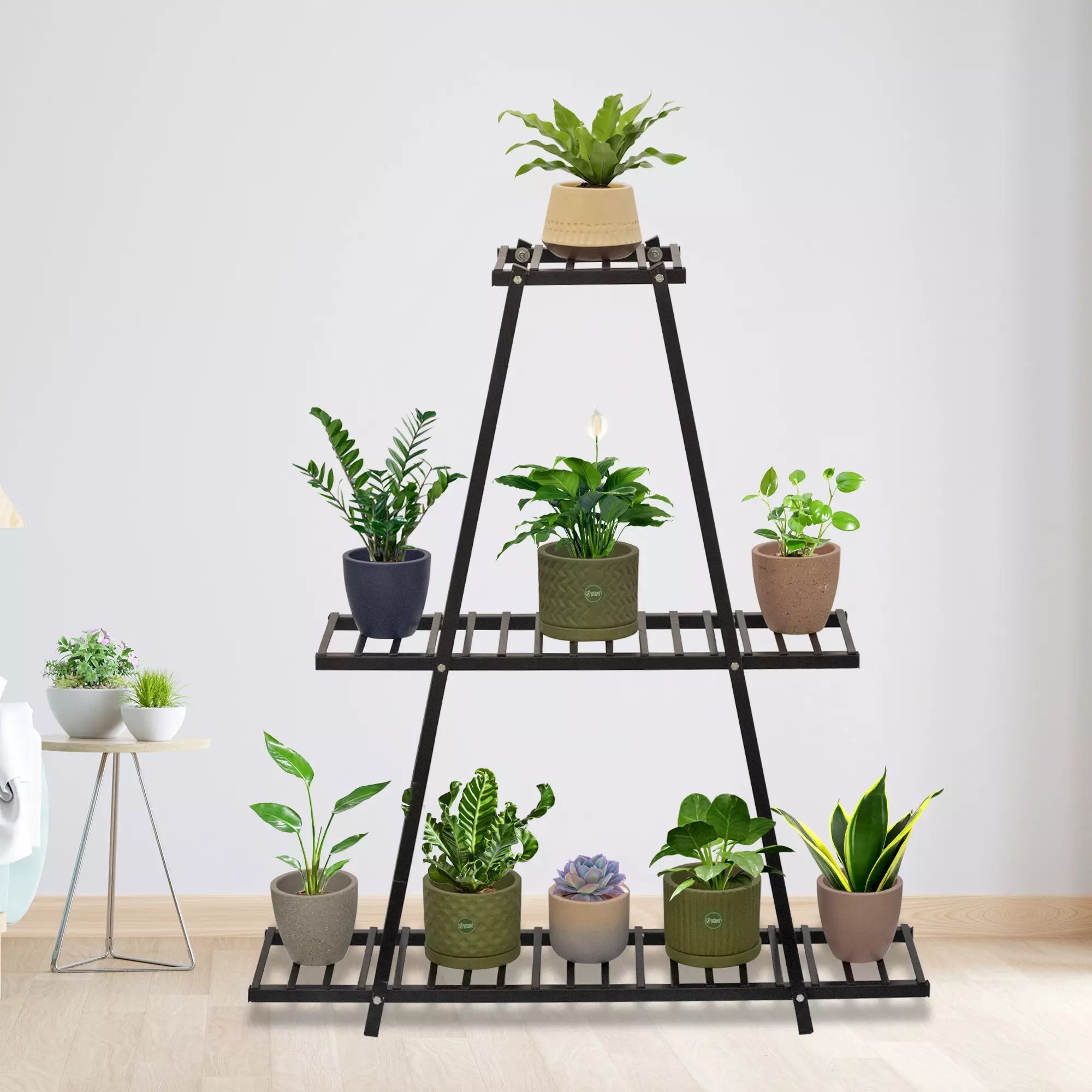 Ascent Planter Stand - A Trending Three Rack Stand for Plant & Multipurpose Use Urban Plant Black 