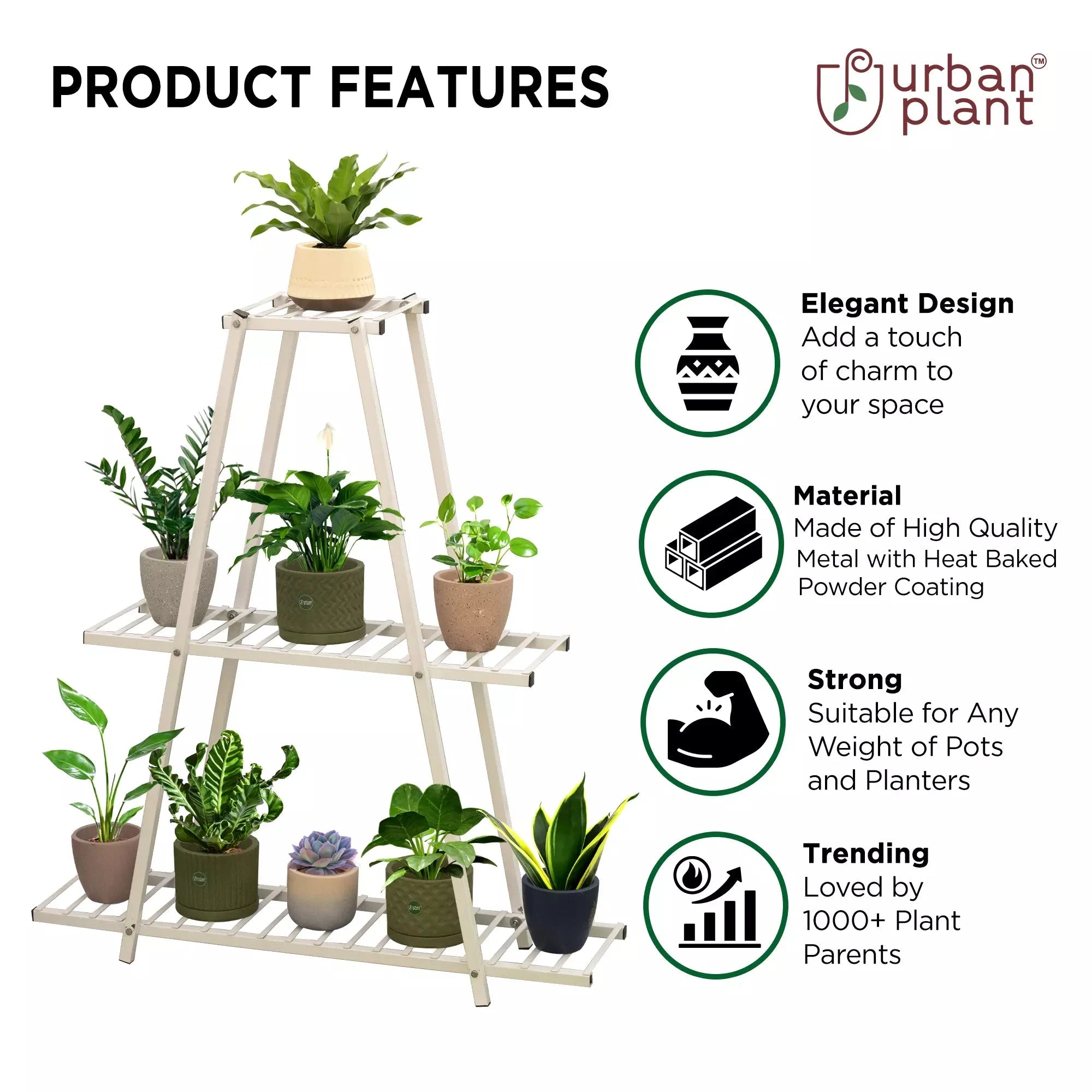 Urban Plant Ascent Three-Tier Plant Stand (White) Urban Plant 