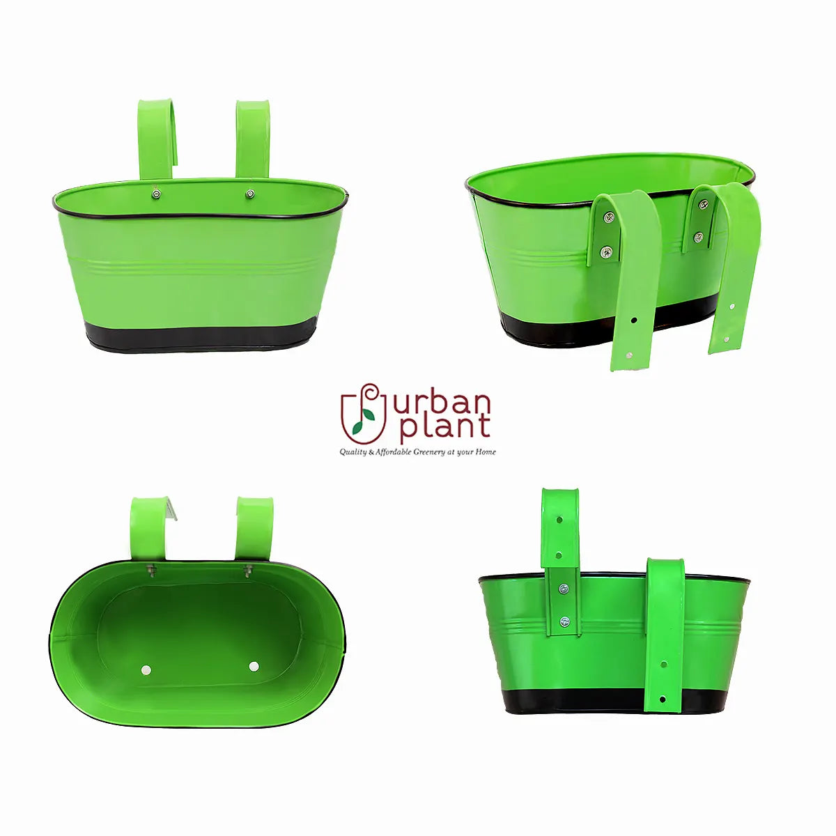 Hanging Planter Oval Shaped | Detachable Handle 10'' Inch (Multi Color) (Set of 5) Oval Balcony Hanging Pot Urban Plant 