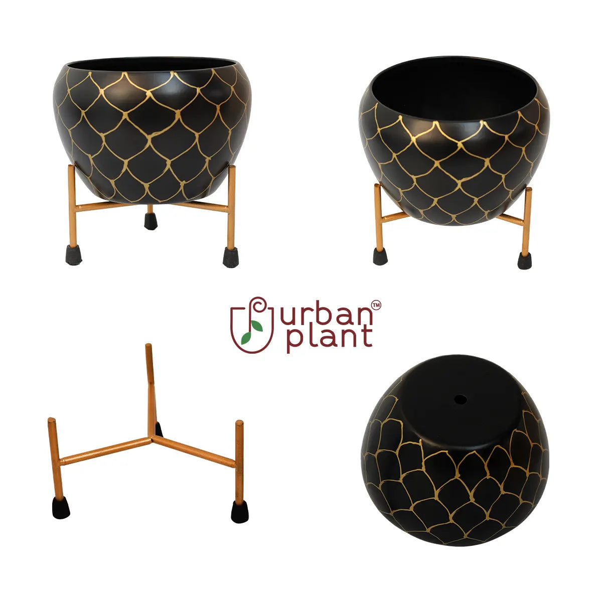 Designer Nest Table-Top Metal Pot with Stand for Indoor and Outdoor Decor Metal Planter Urban Plant 