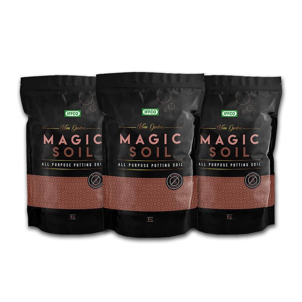 IFFCO Magic Soil All Purpose Ready to Use Potting Mix, With Organic Fertilizer & Seaweed Potting Mix Urban Plant 15 Kg 