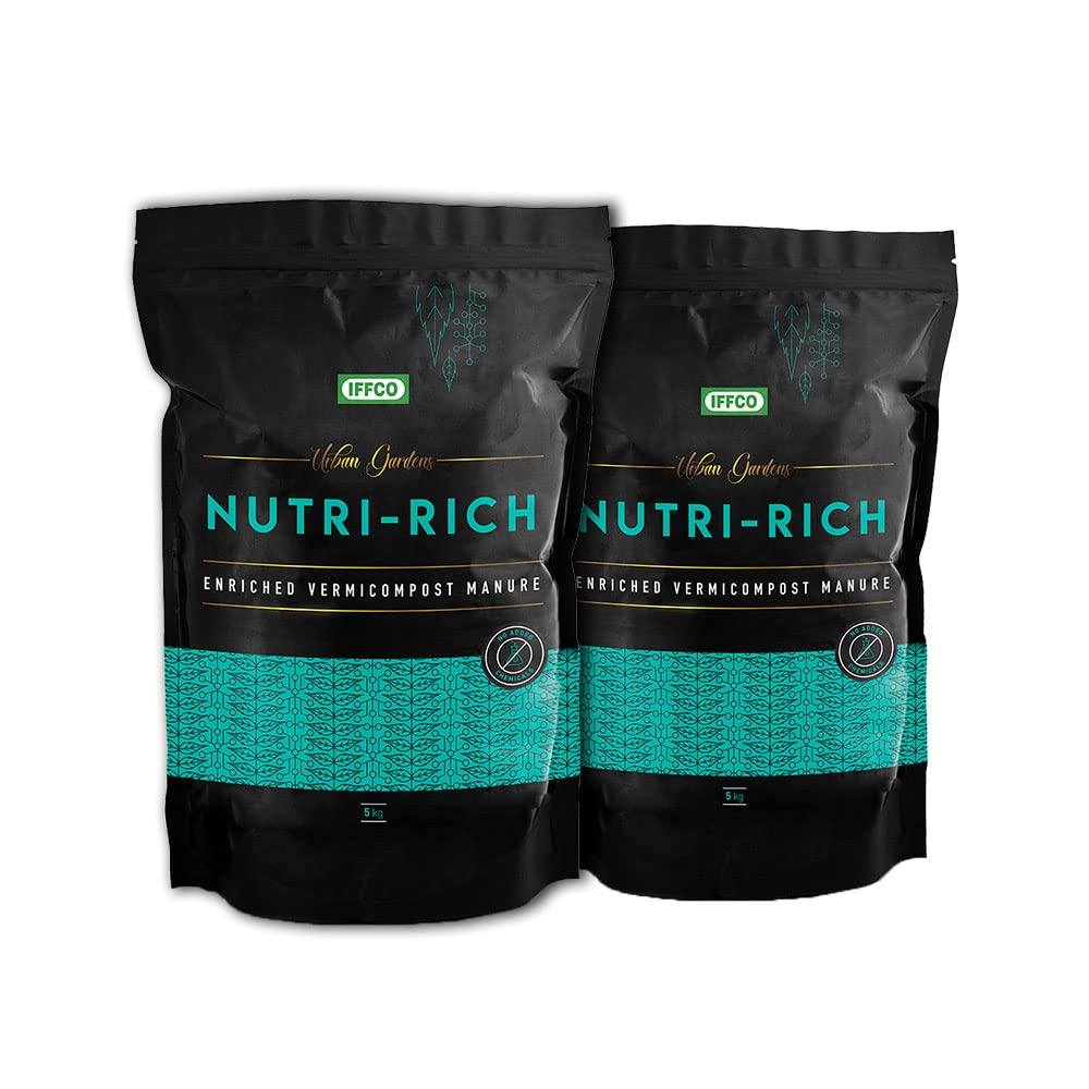 IFFCO Nutri Rich | Seaweed Fortified Vermicompost | 100% Organic Fertilizer & Manure Potting Mix Urban Plant 10 Kg 