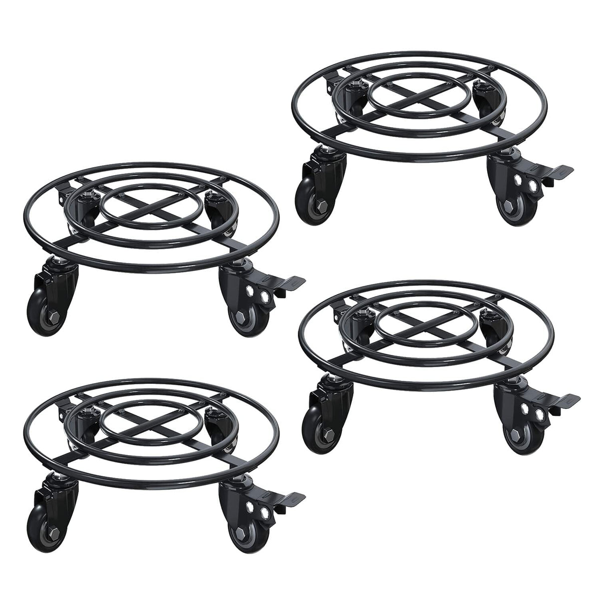 Metal Plant Caddy Iron Plant Stand with Lockable Wheels