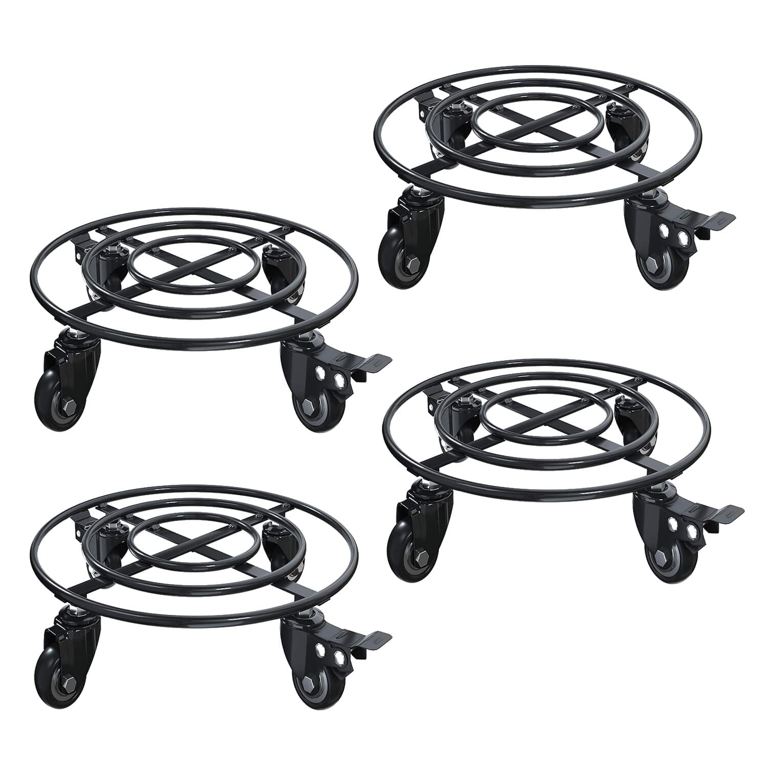 Metal Plant Caddy Iron Plant Stand with Lockable Wheels (Set of 2) Gardening Tools Urban Plant Set of 4 