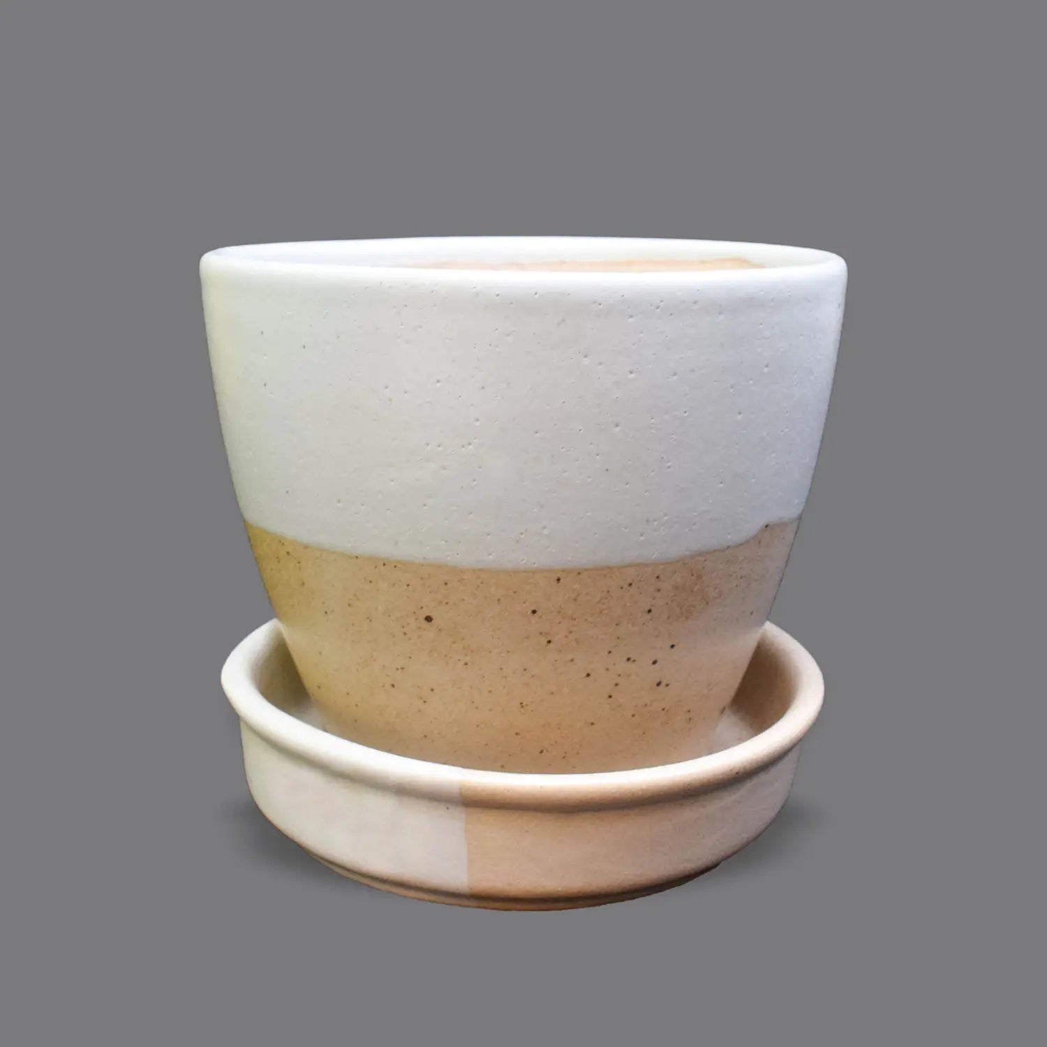 Dual Color Planter with Saucer Base Ceramic Planters Urban Plant Brown (Single) 