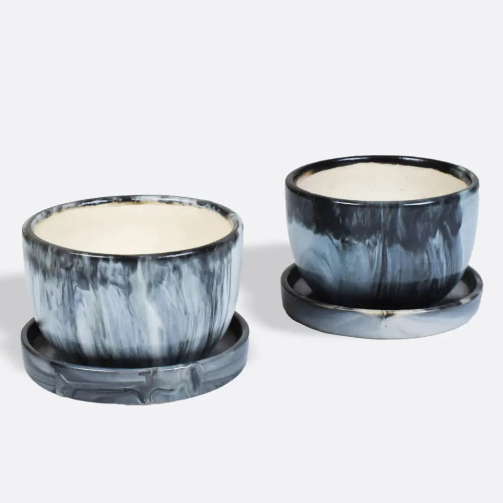 Marble Texture Majesty Pink & Black Ceramic Pot Ceramic Planters Urban Plant 