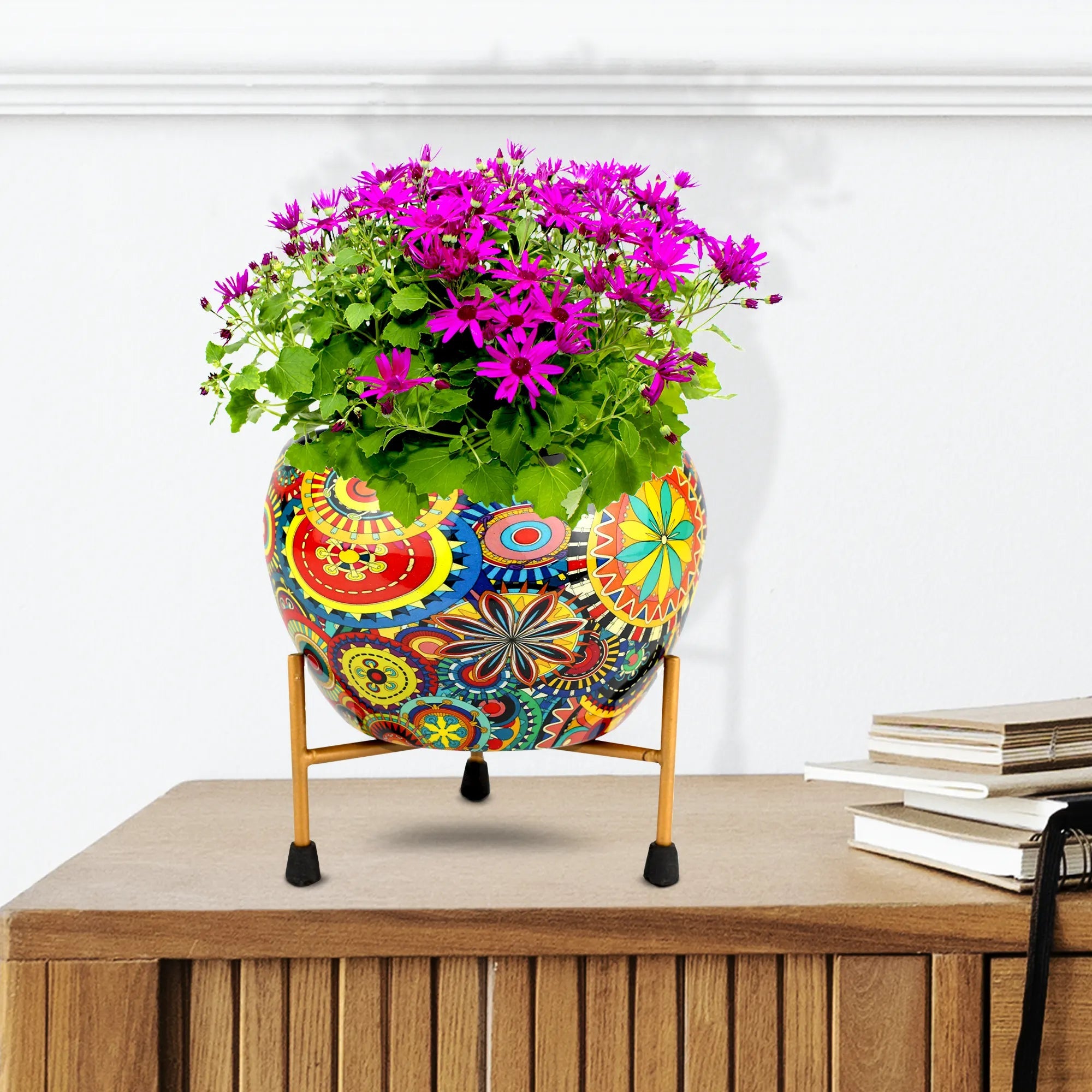 Mystic Bowl Designer Metal Pot - Urban Plant Metal Planter Urban Plant Rangoli 