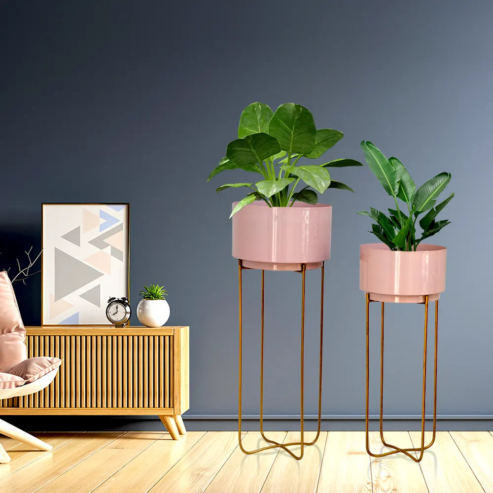 Urban Ambience Planters with Stand (Set of 2) Planter with Stand Urban Plant Pink 