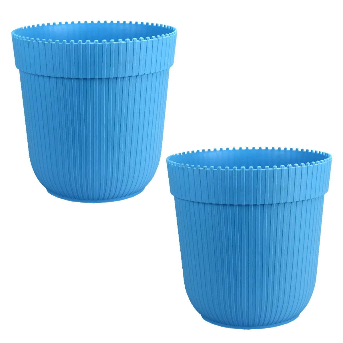 Plastic Round Shape Planter Pot -Set of 2 Urban Plant Blue 2 