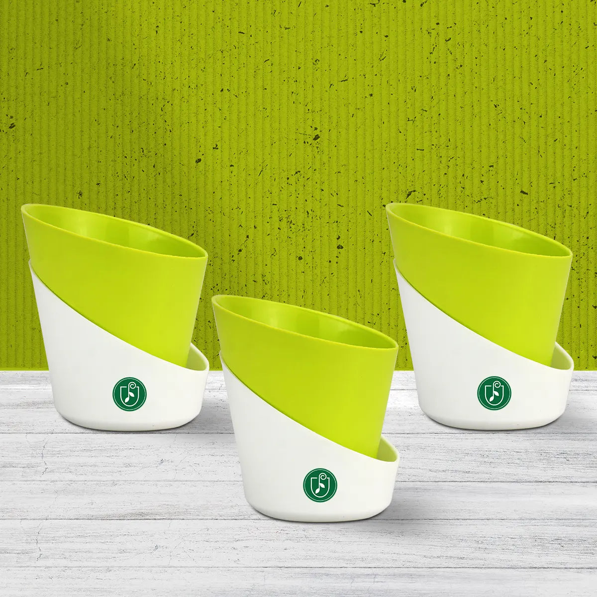 Satin Self Watering Pot 4" Urban Plant Green 
