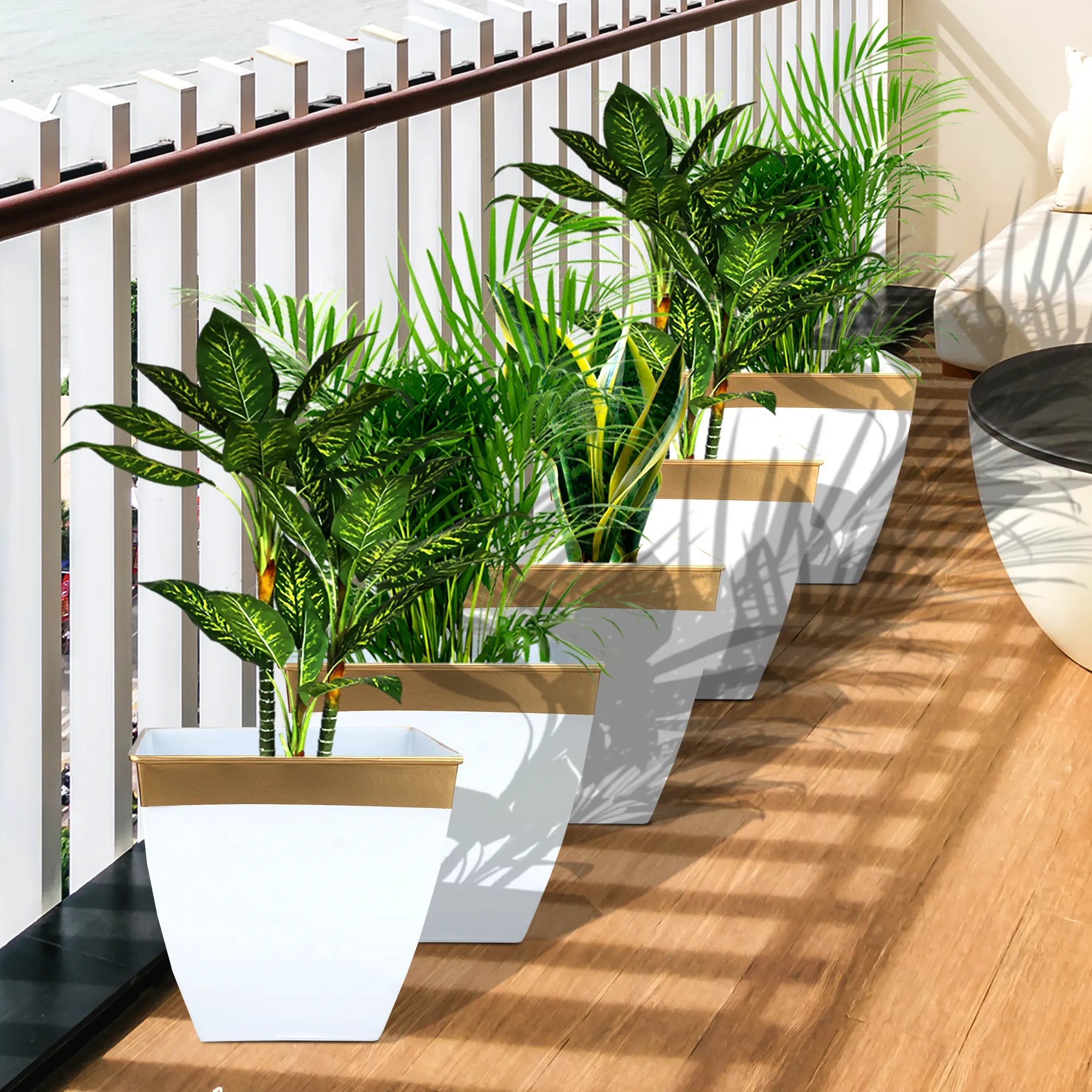 Garden Tub Planters Urban Plant White Set of 5 