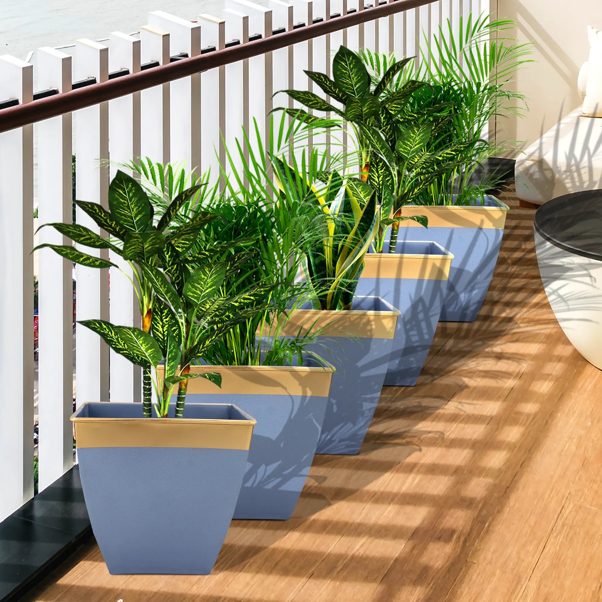 Garden Tub Planters Urban Plant Blue Set of 5 