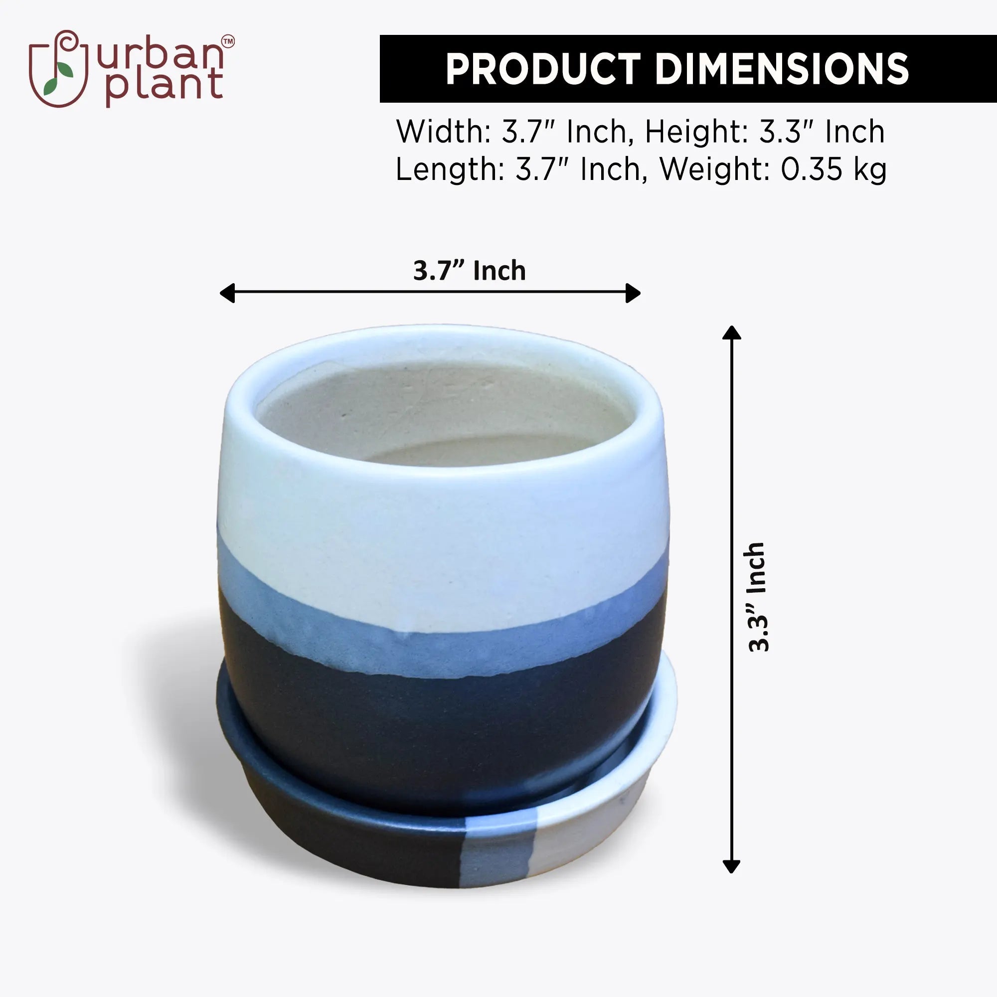 Dual Color Planter with Saucer Base Ceramic Planters Urban Plant 