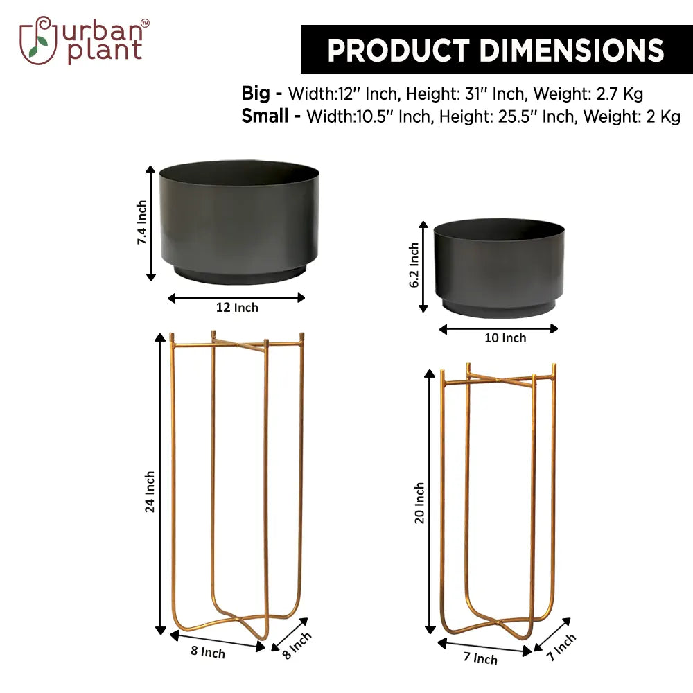 Urban Ambience Planters with Stand (Set of 2) Planter with Stand Urban Plant 