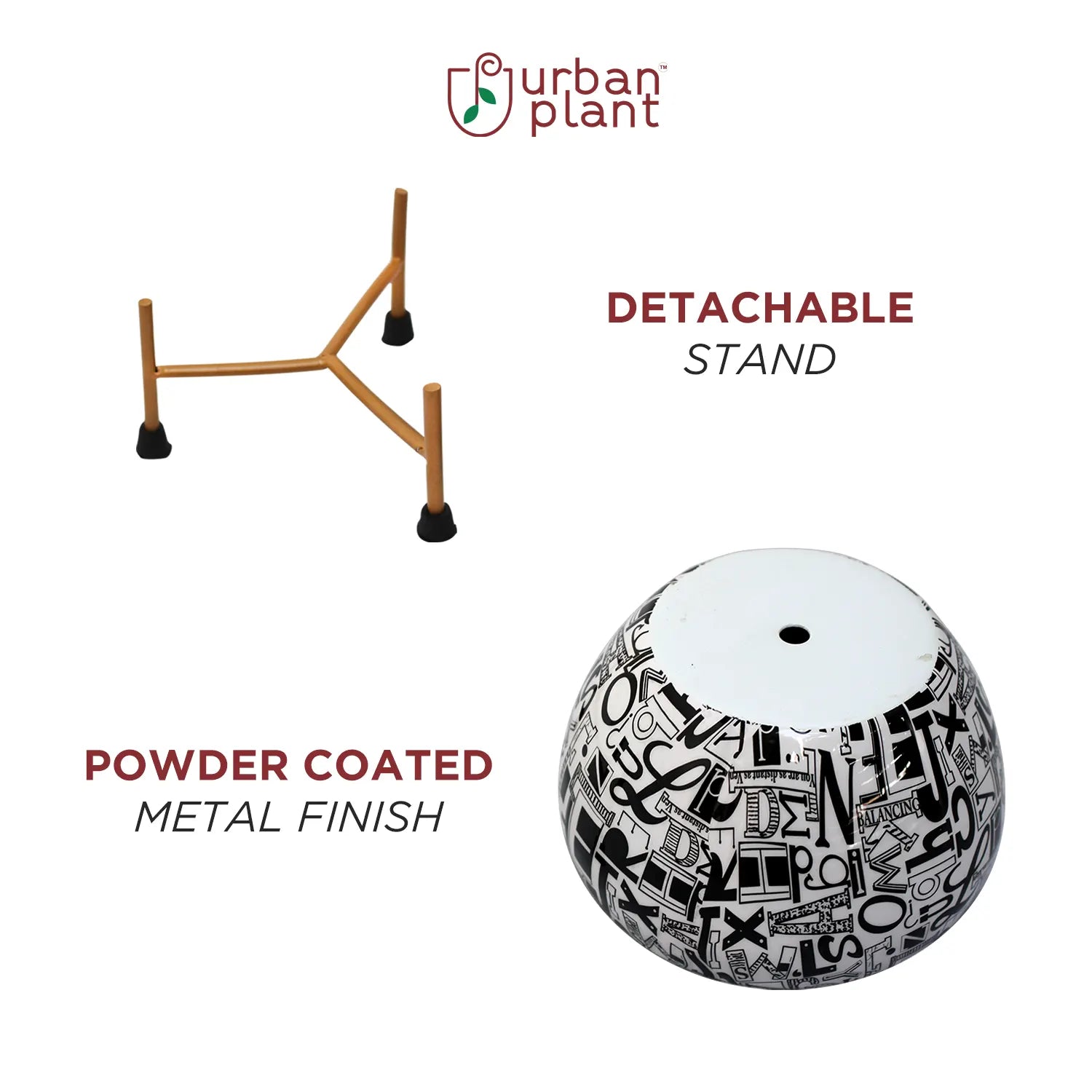 Designer Table-Top Metal Pot with Stand for Indoor and Outdoor Decor Metal Planter Urban Plant 