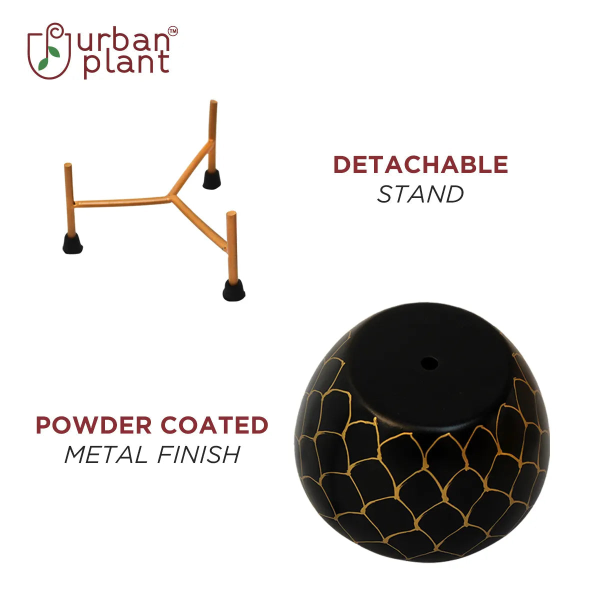 Designer Nest Table-Top Metal Pot with Stand for Indoor and Outdoor Decor Metal Planter Urban Plant 